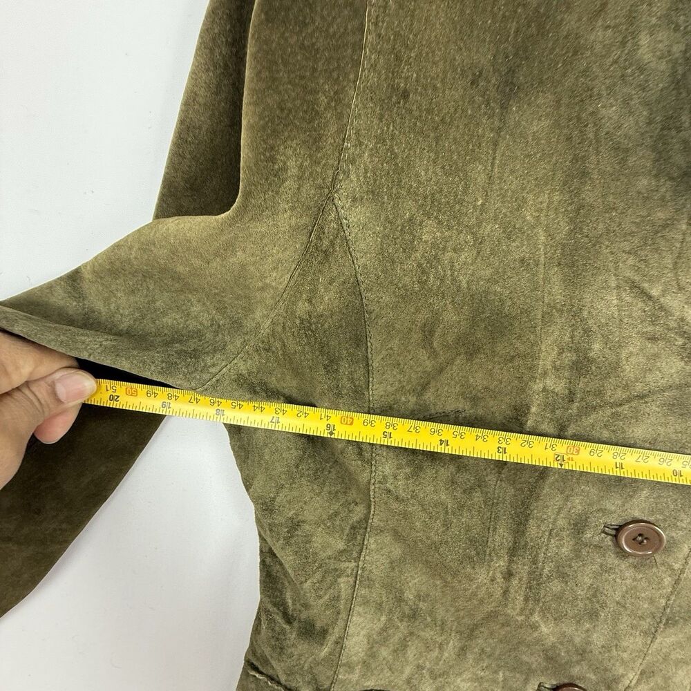 Brandon Thomas Womens Green Leather Suede Blazer Jacket Size S Long Sleeve Lined - Picture 16 of 16